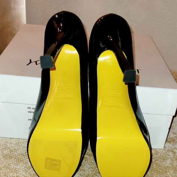 YVES SAINT LAUTENT (YSL) Ankle Strap Pump, Black & Yellow Patent shoe, size 37 - Picture 17 of 17